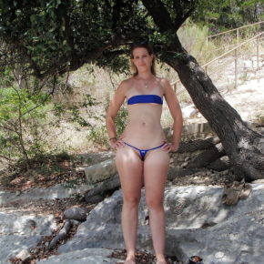 shy girl in extreme bikini