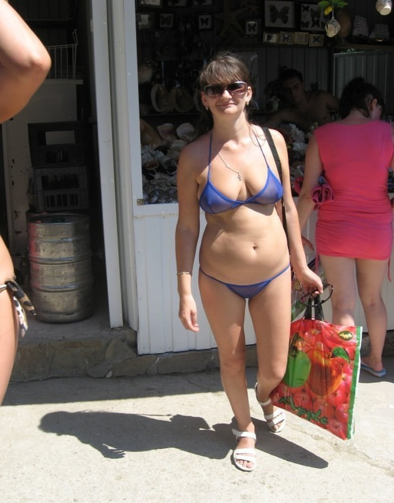 gmilf walking around in public in see through bikini