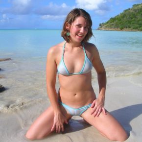cute girl in a slightly see through bikini