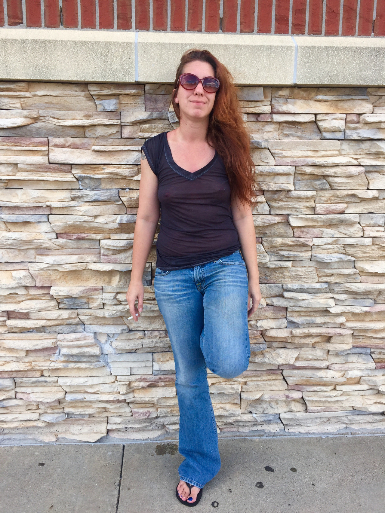 mom in see through shirt in public