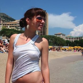 see through wet tank top on the beach